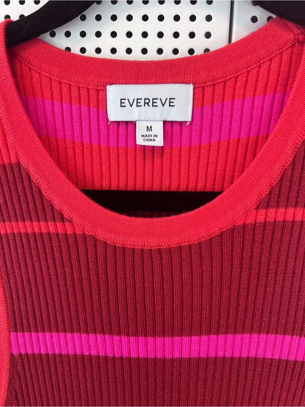 Evereve Pink and Red Striped Ribbed Midi Dress